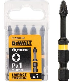 Zestaw 5szt. końcówek udarowych Torison PZ1/50mm DeWalt [DT7390T-QZ]