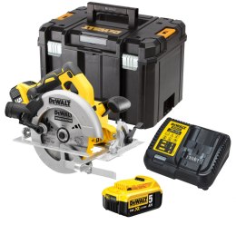 Akumulatorowa bezszczotkowa pilarka tarczowa 184mm, 18V Li-lon 2x5,0Ah, XR DeWALT [DCS570P2-QW]