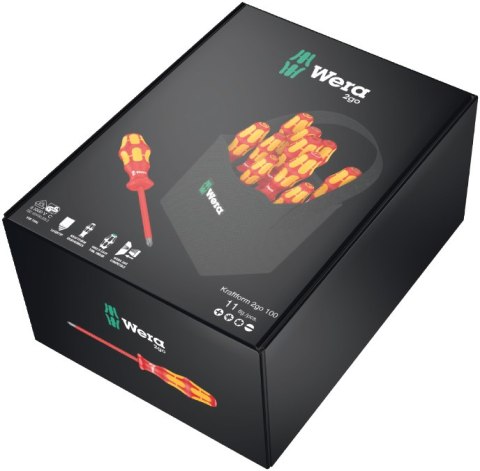 Komplet 11szt. wkretaków izolowanych do prac pod napięciem Kraftform 2go 100 WERA [05004310001]