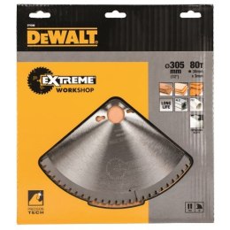 Piła tarczowa EXTREME do cięcia drewna, aluminium, forniru, laminatów, PVC, 305/30/3,0mm, 80 zębów DeWalt [DT4288-QZ]