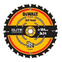 Piła tarczowa do cięcia drewna 184x16x1,65mm, 24 zęby, ELITE, DeWALT [DT10302-QZ]