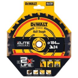 Piła tarczowa do cięcia drewna 184x16x1,65mm, 24 zęby, ELITE, DeWALT [DT10302-QZ]