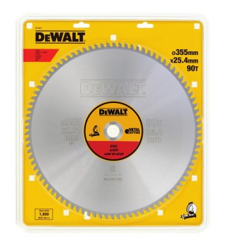 Piła tarczowa do cięcia metalu, stali 355/25,4/2,31mm, 90 zębów, DeWalt [DT1927-QZ]