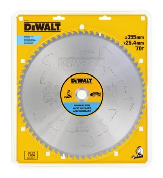 Piła tarczowa do cięcia stali nierdzewnej 355/25,4/2,15mm, 70 zębów, DeWalt [DT1921-QZ]