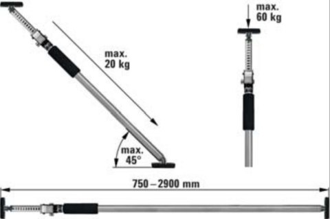 Podpórka montażowa sufitowa ST 750-1250mm, BESSEY [ST125]