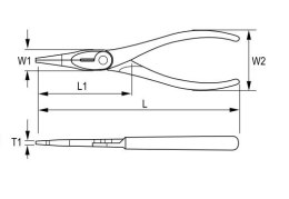 Szczypce półokrągłe wydłużone 160mm, rękojeść wielokomponentowa, Irimo [612-160-1]