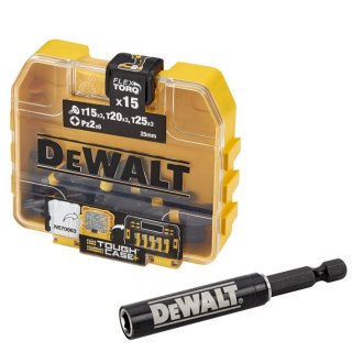 Zestaw 15 szt. końcówek udarowych TX15, TX20, TX25, PZ2 + adapter, IMPACT Torison 1/4" Dewalt [DT70522T-QZ]