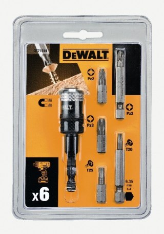 Zestaw końcówek + adapter magentyczny 1/4" 6 szt. Dewalt [DT71514-QZ]