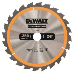 Piła tarczowa do cięcia drewna 250/30/3,0mm, 24 zęby, CONSTRUCTION DeWALT [DT1956-QZ]