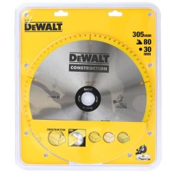 Piła tarczowa do cięcia drewna 305/30/2,41mm, 80 zębów, CONSTRUCTION DeWALT [DT1184-QZ]