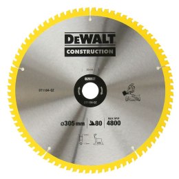 Piła tarczowa do cięcia drewna 305/30/2,41mm, 80 zębów, CONSTRUCTION DeWALT [DT1184-QZ]