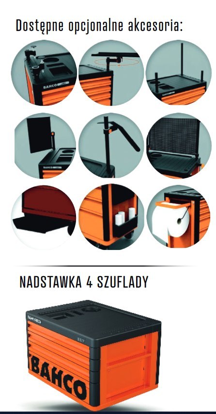 Wózek narzędziowy 8-szufladowy pomarańczowy Premium Bahco [1477K8]