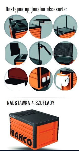 Wózek narzędziowy 9-szufladowy pomarańczowy Premium Bahco [1477K9]