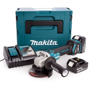 Akumulatorowa szlifierka kątowa 125mm, 18V, 2x5.0Ah, Makita [DGA513RTJ]
