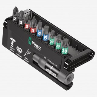 Zestaw 10szt. końcówek udarowych Impaktor 1/4" z adapterem magnetycznym, Bit-Check 10 Impaktor 1, WERA [05057680001]