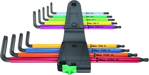 Zestaw 9 szt. kluczy trzpieniowych długich z kulką, TORX 8-40, 967/9 TX XL Multicolor Wera [05024480001]