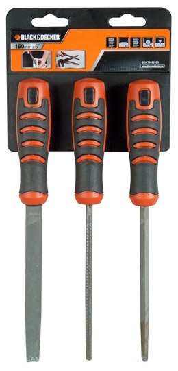 Zestaw pilników ręcznych do drewna i metalu 150mm, 3szt. Black+Decker [BDHT0-22569]