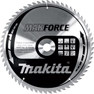 Piła tarczowa MAKFORCE do cięcia drewna 355/30/2,8mm, 60 zębów, Makita [B-08595]