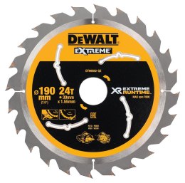 Piła tarczowa do cięcia drewna 190/30/1,55mm, 24 zęby, XR EXTREME RUNTIME DEWALT [DT99562-QZ]