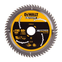 Piła tarczowa do cięcia drewna 190/30/1,55mm, 60 zębów, XR EXTREME RUNTIME DEWALT [DT99564-QZ]