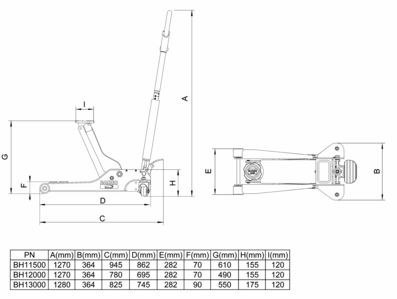 Podnośnik samochodowy wózkowy, typu żaba, 3 tony, BAHCO [BH13000]