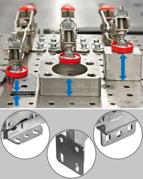 Szybkomocujący docisk kolanowy pionowy z otwartym ramieniem, podstawą poziomą i regulacją 40mm Bessey [STC-VH50]