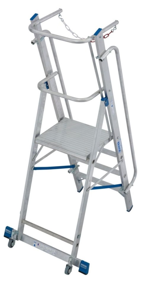 Drabina wolnostojąca jezdna z dużą platformą i barierkami zabezpieczającymi 4 stopniowa STABILO PROFESSIONAL KRAUSE [127488]