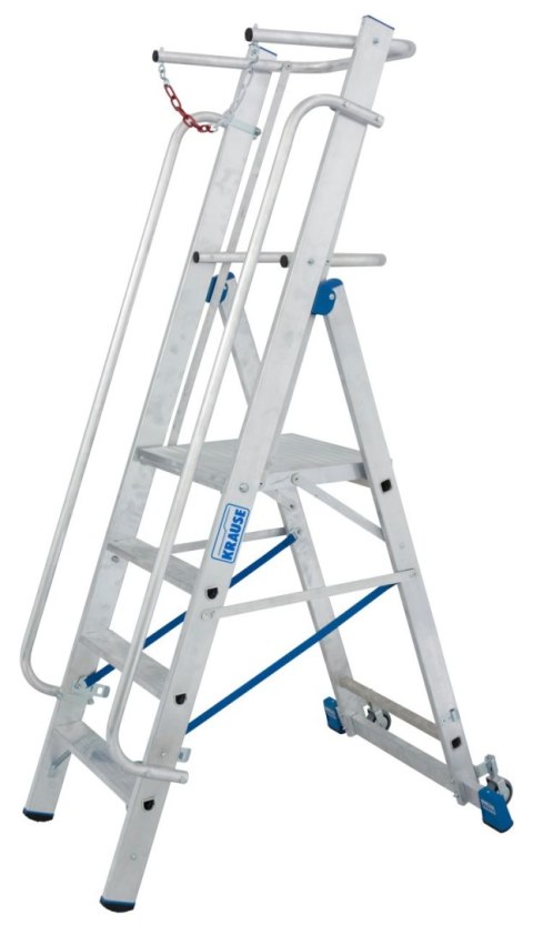 Drabina wolnostojąca jezdna z dużą platformą i barierkami zabezpieczającymi 4 stopniowa STABILO PROFESSIONAL KRAUSE [127488]