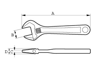 Klucz nastawny szwedzki 380mm, rozstaw szczęk 44mm, Bahco [8074]