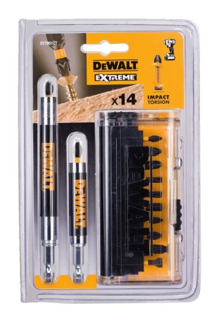 Zestaw 14szt. końcówek udarowych Torison PZ, PH, TX 1/4" Dewalt [DT70574T-QZ]