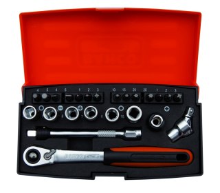 Zestaw kluczy nasadowych i końcówek 1/4", 24 szt. BAHCO [SL24]