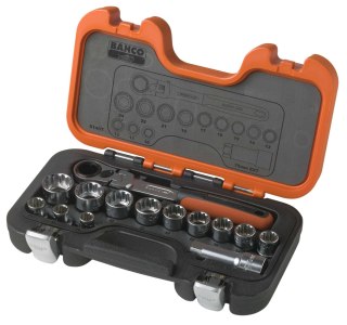 Zestaw kluczy nasadowych przelotowych SPLINE, na 6-kąt 3/4" 19mm, 14 szt. BAHCO [S140T]