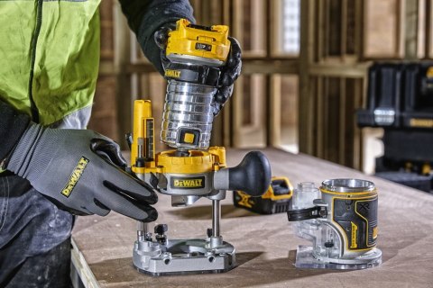 Akumulatorowa frezarka górnowrzecionowa, tuleja zaciskowa 8mm 18V Li-Ion, walizka TStak, DeWalt [DCW604NT-XJ]