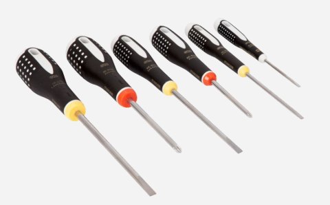 Komplet 6 szt. wkrętaków ERGO ze stali nierdzewnej, do śrub płaskich i PH, Bahco [BE-9881i]