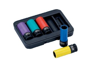 Zestaw 5szt. nasadek udarowych sześciokątnych do kół, 1/2", 17, 19, 21, 22, 24mm, Bahco [BWSS12P5]