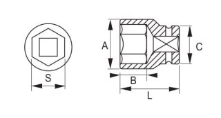 Nasadka ręczna sześciokątna 3/4" do śrub, 55 mm, Irimo [131-55-1]
