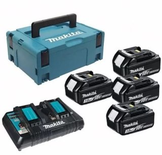 Zestaw 4 akumulatorów BL1830B, Li-ion 18V 3,0Ah + ładowarka DC18RD Makita [197970-3]