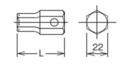 Końcówka 22mm do śrub z gniazdem imbusowym 22mm, KOKEN [107-22 22]