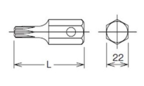 Końcówka udarowa 22mm do śrub z gniazdem Torx, T90, KOKEN [107-22 T90]
