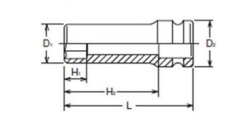 Nasadka udarowa długa sześciokątna 1/2", rozmiar 1.7/16 cala, Koken [14300A 1.7/16"]