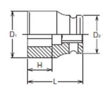 Nasadka udarowa na kwadrat 1/2", mocowanie WN kwadrat, wewnętrzne 17WN, Koken [14400-17WN]