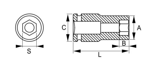 Nasadka udarowa sześciokątna, wydłużana 3/4", rozmiar 32 mm, IRIMO [174-32-2]