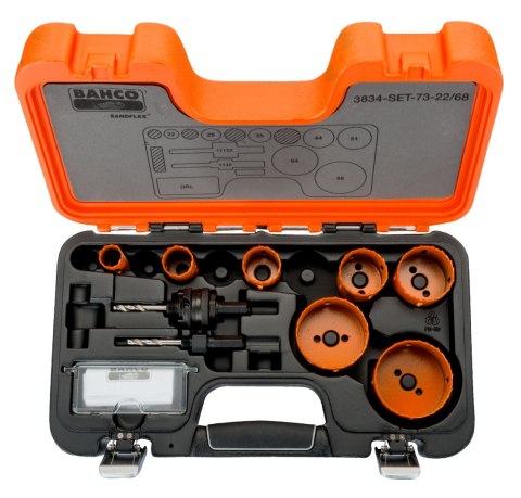 Zestaw 10szt. bimetalicznych pił otworowych do drewna i metalu Bahco [3834-SET-73-22/68]