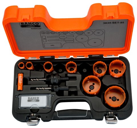 Zestaw 12szt. bimetalicznych pił otworowych do drewna i metalu Bahco [3834-SET-95]