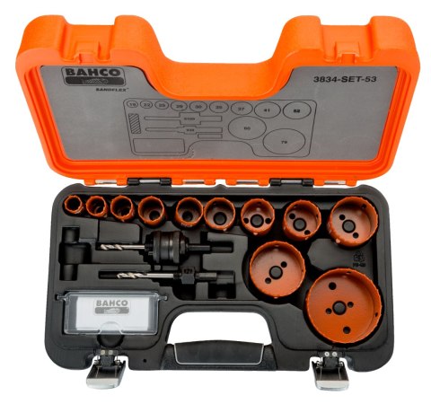 Zestaw 13szt. bimetalicznych pił otworowych do drewna i metalu Bahco [3834-SET-53]