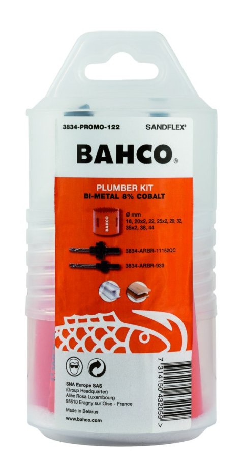 Zestaw 14szt. bimetalicznych pił otworowych do drewna i metalu Bahco [3834-PROMO-122]