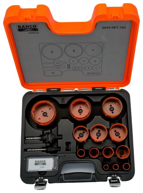 Zestaw 18szt. bimetalicznych pił otworowych do drewna i metalu Bahco [3834-SET-152]