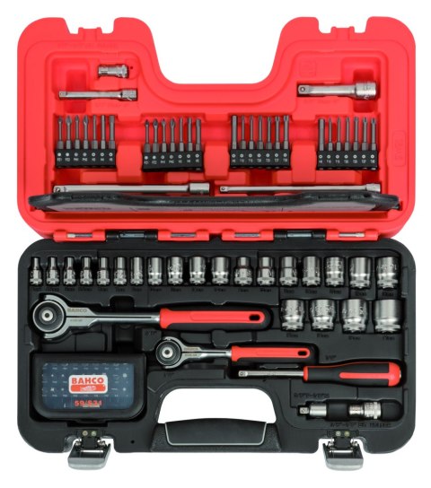 Zestaw 91 szt. kluczy nasadowych i końcówek 1/4" + 3/8", BAHCO [SW91]