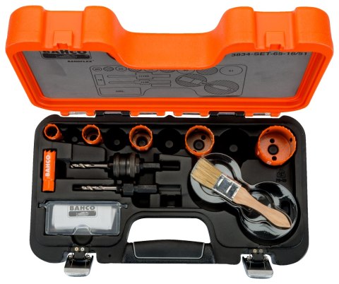 Zestaw 9szt. bimetalicznych pił otworowych do drewna i metalu Bahco [3834-SET-65-16/51]