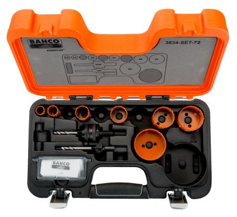 Zestaw 9szt. bimetalicznych pił otworowych do drewna i metalu Bahco [3834-SET-72]